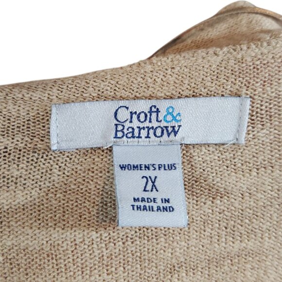 Croft & Barrow Cropped Open-front Lightweight Cardigan Neutral Women's 2X - Picture 6 of 6